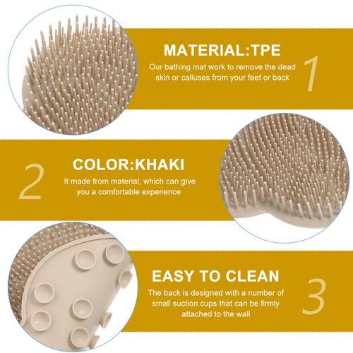 Angoily Wall-Mounted Back Scrubber for Shower Hands-Free Exfoliating Body and Foot Scrubber with Non-Slip Suction Cups TPE Material 11.8X10 Inches