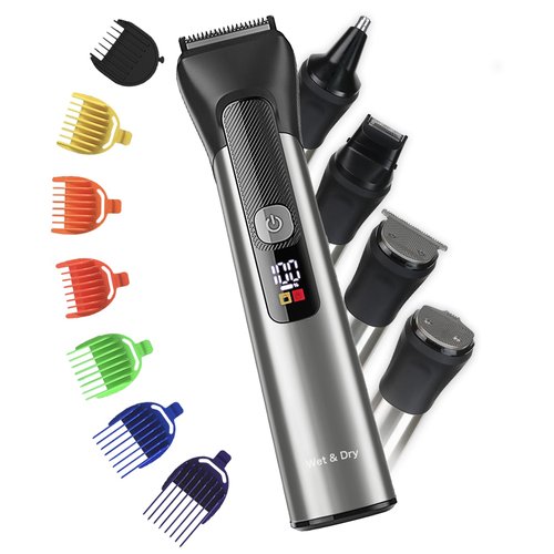 Beard Trimmer for Men – Stainless Steel Electric Razor & Shaver, Cordless Hair Clippers Grooming Kit, IPX7 Waterproof Nose Ear Face Body Trimmer, USB-C Rechargeable with Travel Lock, Gifts for Men