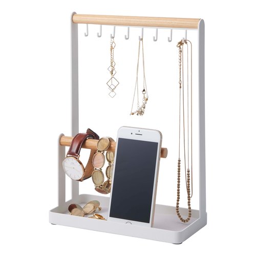 YAMAZAKI Home Tosca Accessory Stand - Jewelry Holder & Organizer Storage - Steel + Wood
