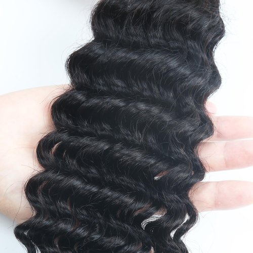 Human Braiding Hair for Boho Braids 110g 20 Inch 12A Curly Boho Hair for Braiding Knotless Deep Wave Bulk Wet and Wavy Bohemian No Weft 3 Bundles/Pack Natural Black