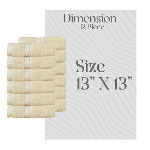 Home Weavers Elegance Essentials 550GSM 100% Cotton Zero Twist Super Absorbent Wash Cloth (Set of 12) - 13"x13", Yellow