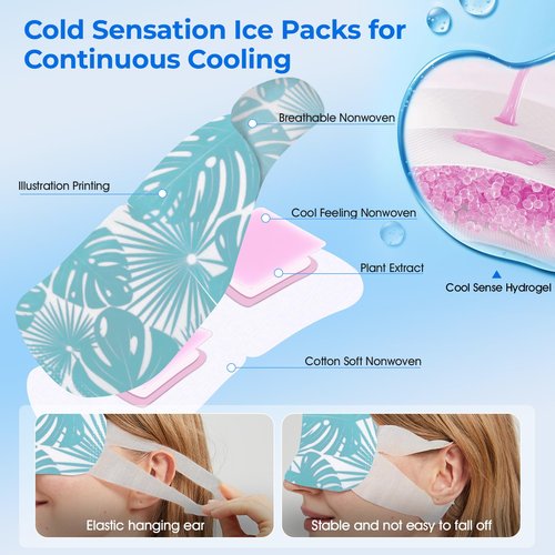ZHENYEMEI Hydrogel Self Cooling Eye Mask,Cold Eye Mask for Puffy & Burning Eyes,Cold Compress for Fast Relief with Fatigue and Headaches, Individually Wrapped Cool Care Travel Essentials,32 Packs