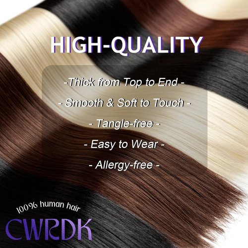 CWRDK Clip in Hair Extensions Real Human Hair,100% Brazilian Remy Human Hair Clip ins for Women, Straight Seamless Double Weft Hair Extensions, Invisible 8pcs, 14 Inch 80g, #2 Dark Brown