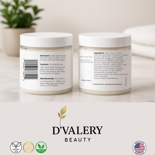 Hydrating Hair Mask with Avocado Oil & Panthenol – Deep Conditioning, Anti-Frizz & Detangling Treatment for Dry, Damaged or Color-Treated Hair – 8 oz
