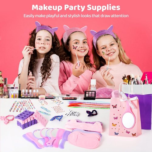 196 Pcs Spa Party Supplies for Girls Multiple Spa Party Favors for Kids Pink Braid Clip Eye Mask Mirror Comb Emery Boards Toe Separator Hairband Nail Sticker Tattoo Sticker Spa Party Favors