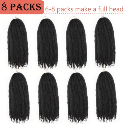 Vustbeauty Marley Twist Braiding Hair 30 Inch Marley Twist Hair Long Cuban Twist Hair 8 Packs Afro Kinky Curly Twist Crochet Hair Synthetic Marley Hair Extensions (30 Inch 8packs, 1B)