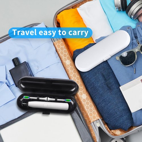 Fowecelt 2 Pack Electric Toothbrush Travel Case for Oral-B Pro and Other Electric Toothbrush, Portable Travel Toothbrush Holder (Black & White)