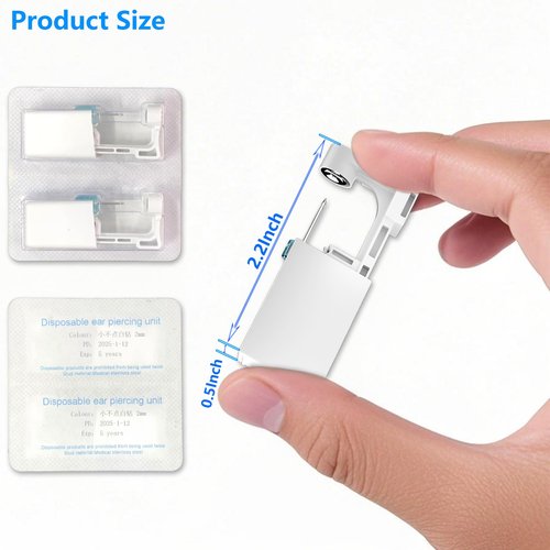 YINPAD Ear Piercing Kit, Disposable Piercing Gun Preloaded with Different Style Studs, at Home Self Piercer Kit (4 golden 4 silvery, Crown White)