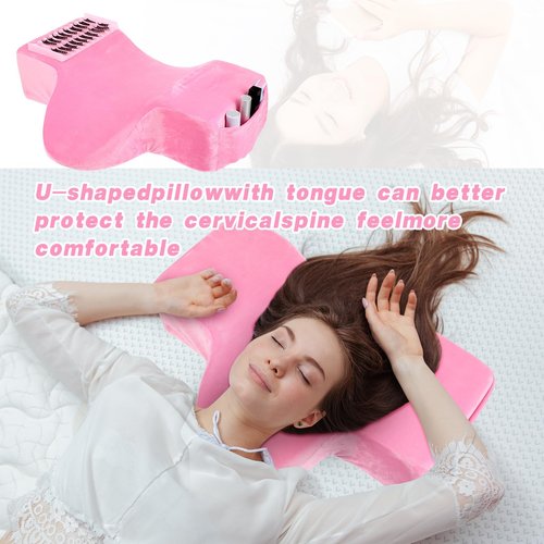 Beauty Salon Lashing Pillow,Comfortable Velvet Memory Foam Eyelash Extension Pillow,Ergonomic Neck Pillow,Protect The Neck When Used for Lash Extension Grafting Make Up