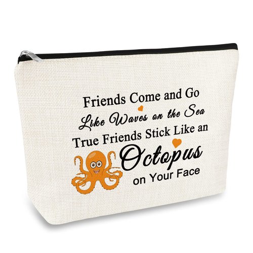Friendship Makeup Bag Funny Best Friend Gift for Women Octopus Lover Gift for Sister Travel Cosmetic Bag Long Distance Friendship Present Birthday Graduation Present for Best Friends Bestie Sister