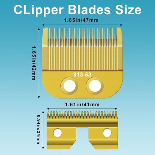 913-53 Fine Blade Replacement Trimmer Blade Compatible with Oster Fast Feed 076023 and Salon Pro Clippers 076830 Blades Replacement，Golden