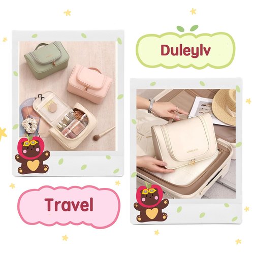 Duleylv Travel Hanging Toiletry Bag for Women Makeup Organizer with Handle Waterproof Travel Size Toiletries Large Makeup Bag for Travel Essentials Black