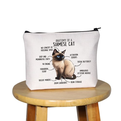 G2TUP Siamese Cat Anatomy Makeup Bag - Cat Lover Gift (Anatomy MB)