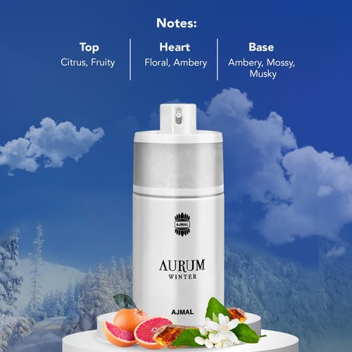 Ajmal Aurum Winter Eau De Parfum 2.5 Oz / 75 ML For Her | Long Lasting Citrus Fruity Fragrance - Made In Dubai