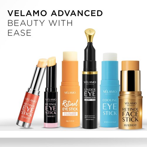 VELAMO ADVANCED Retinol Eye Balm Stick: Made in Korea, Travel Essentials, Upgraded 8-in-1 Formula with Collagen, Niacinamide & Peptides – Under Eye Cream for Dark Circles, Puffiness & Wrinkles 0.7oz