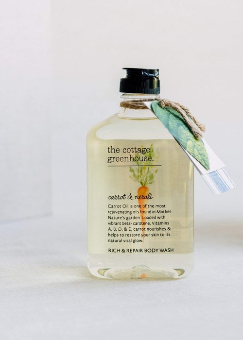 The Cottage Greenhouse Carrot & Neroli Body Wash, 11.5 fl oz, 340 ml, Gently Hydrating Shower Soap with Coconut Oil & Cocoa Butter, Luxury Women's Bath & Body