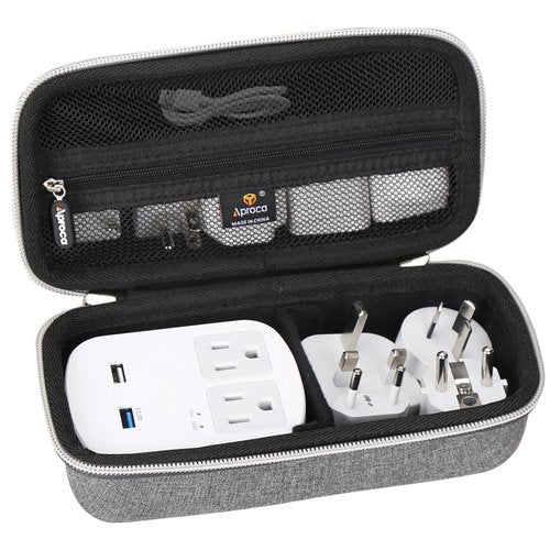 Aproca Grey Hard Travel Storage Protective Case, for Ceptics World Travel Adapter Kit