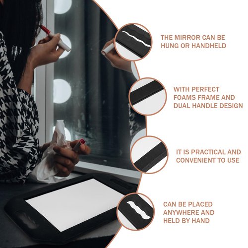 FRCOLOR 3 Pcs Hairdressing Foam Frame Rectangular Handheld Makeup Mirrors Large Salon Barber Mirrors for Home Bathroom Use