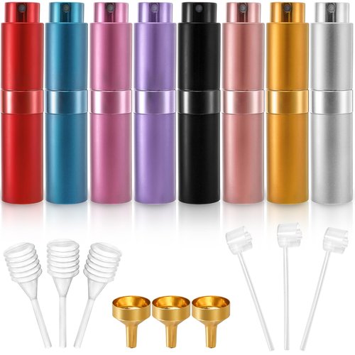 Foraineam 8 Pack Mini Perfume Atomizer, 8ml Refillable Travel Perfume Spray Bottle, Portable Fragrance Sprayer Bottles for Travel and Outgoing