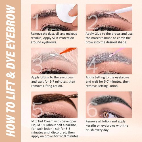 Libeauty Lash Lift Kit and Black Color Kit, Brow Lamination Kit Friendly for Beginner Easy Use Safe Effective Results Voluminous Thicker Eyelashes or Eyebrow, Natural Black