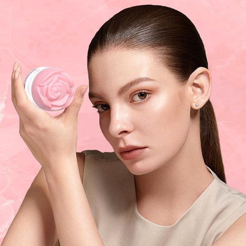 RONRONS 24 Pack Pink Rose Flower Shaped Empty Cream Jars, Clear Leak-Proof Plastic Cosmetic Containers with Lids for Makeup, Nail Polish, Bulk Wholesale for Small Business