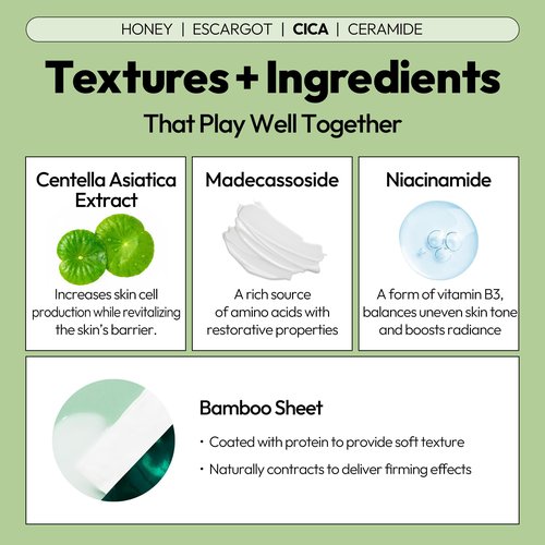 LAPCOS Skin Barrier Repair Sheet Mask Variety Pack – Escargot, Cica, Ceramide, Honey 4 Types of Face Mask Set – Daily Korean Skin Care w/Snail Mucin, Centella Asiatica & Niacinamide (12 ea)
