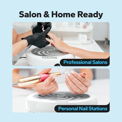 TurboTidy Nail Dust Collector, Nail Stuff with Adjustable Suction, Reusable Filter Nail Vacuum Machine for Acrylic Nails, Gel Nails, Nail Supplies, and Home Salon