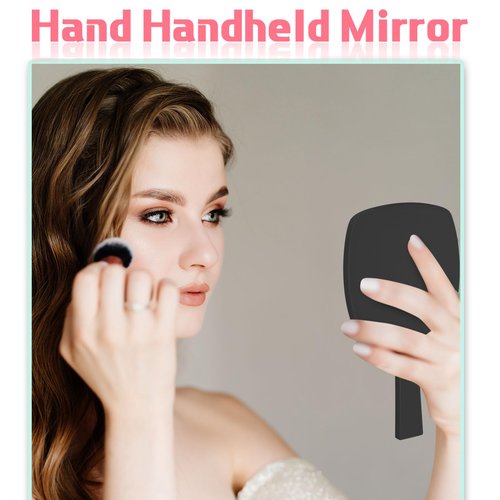 Threehoney 25 Pcs Hand Mirrors Handheld Mirrors with Handle Bulk 6.3 x 3.54 Inch Travel Makeup Tools Portable Vanity Glass for Bathroom Home Barber Salon Camping Gifts for Women (Black)