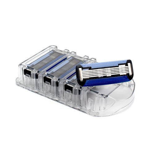 Preserve Shave 5 Five Blade Refillable Razor, Made from Recycled Materials, Navy Blue and Preserve Five Blade Replacement Cartridges for Preserve Shave Five Recycled Razor (4 Count) Bundle