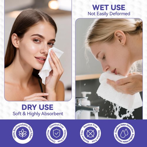 Jolly Care Face Towels Disposable, Face Towelette Disposable, Soft Disposable Face Towel for Makeup Remover, Thick Face Cloths for Women Cleansing, Skin Care, 7.8"×7.8", 80 Count (4 Pack)
