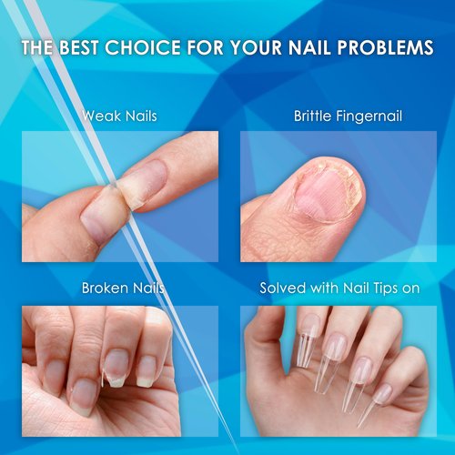Soft Gel Tips Ultra Clear Pre-Roughened 550 pcs (Long Almondletto)
