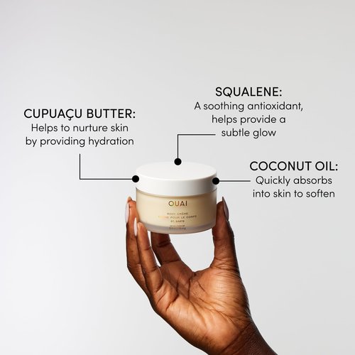 OUAI Body Creme, St. Barts Travel Size - Hydrating Whipped Body Cream with Cupuaçu Butter, Coconut Oil & Squalane - Softens Skin & Delivers Radiant Glow - Sulfate-Free Skin Care (3.4 oz)