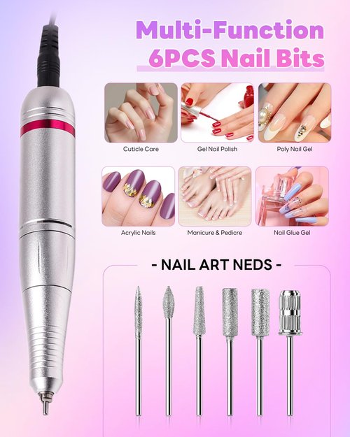 CozyZen Electric Nail Drill Professional: 45000 RPM Nail File Kit Machine with LCD Display, Hand & Foot Control Low Noise for Acrylic, Gel Nails, Manicure & Pedicure - Salon & Home Use (Dazzle)