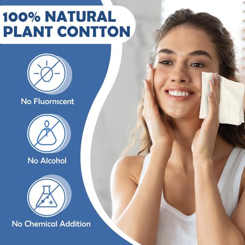 Thick Disposable Face Towels, 100% Cotton Biodegradable Facial Wipes, Ultra Soft Face Towels for Drying, Face Towelettes Disposable Multi-Purpose for Cleansing, Skincare and Makeup Remover, 80 Count