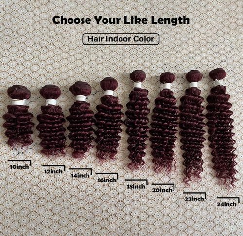 REMY HAIR Human Hair Bundles Red Deep Wave Bundles Colored #99j Burgundy Deep Weave One Bundle 14 Inch Brazilian Virgin Human Hair Extensions for Black Women