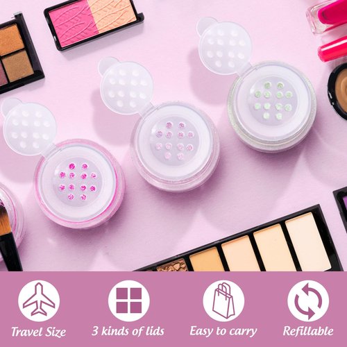 RAYNAG 6 Pieces Mini Empty Loose Powder Bottle Travel Cosmetic Glitter Powder Eye Shadow Shaker Bottle with Sifter and Lids (12 holes)