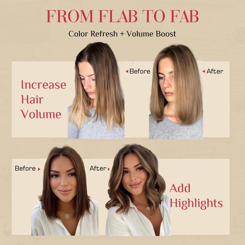 Rich Choices Real Human Hair Clip In Extensions-6 Pcs Single Clip Design-Invisible Clip in Extensions for Thin Short Hair-Hairpieces for Women-12 Inches #2RP6 Chocolate Brown Highlight Light Brown