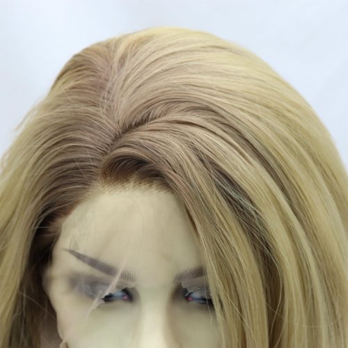 Honey Blond Lace Front Wigs for Women Long Wavy Blonde Synthetic Lace Front Wig Ombre Highlight Hd Lace Frontal Wigs Pre Plucked 24 Inch Body Wave Real Hair Glueless Heat Resistant Daily Wear Use