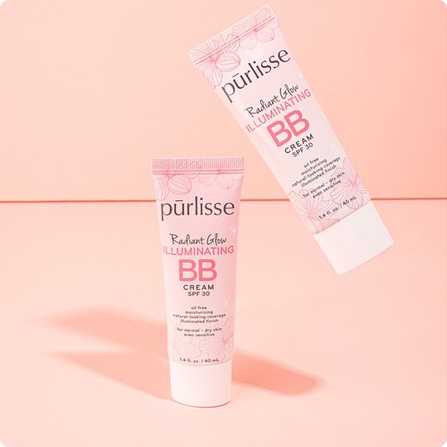 pūrlisse Radiant Glow Illuminating BB Cream with SPF 30 - Glow BB Cream Enriched with Goji & Hawthorn Berry for Dewy Skin - Helps to Improve Skin Texture & Radiance - Light Medium (1.4 oz)