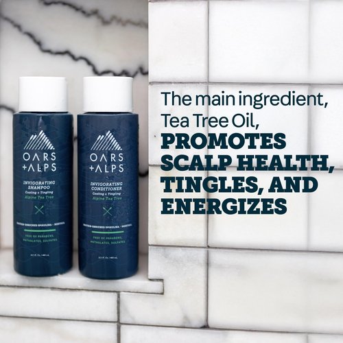 Oars + Alps Men's Sulfate Free Hair Shampoo for Men & Women, Shampoo for Hair Infused with Witch Hazel and Tea Tree Oil, Nourishing & Moisturizing, Paraben & Sulfate Free, Alpine Tea Tree, 13.5oz
