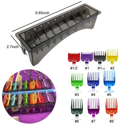 Clipper Guard Holder Organizer,Clipper Comb Holder Case,Grid Base Box For Universal Hair Clippers Limit Comb,Storage for Clipper Guards,Fit Well and Easy to Store Away When Done Using (Grey, L)