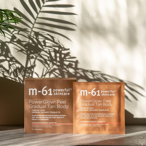 m-61 PowerGlow Peel Gradual Tan | 1-Minute, 1-Step Exfoliating Facial Peel To Build A Streak-Free Radiant Glow. With Glycolic and Salicylic Acid. Dermatologist & Allergy Tested - 10 Treatments