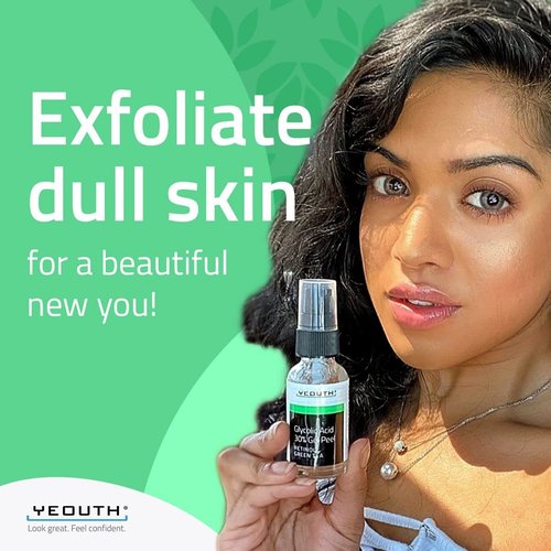 YEOUTH Glycolic Acid Peel for Face, At Home Chemical Exfoliator AHA 30% Glycolic Acid Face Peel with Retinol, Designed to Refresh and Smooth the Appearance of Skin 2oz