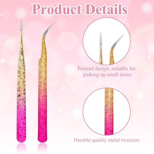 2PCS Rhinestone Sticker Tweezers Rhinestone Nail Art Tweezers,2PCS Nail Tweezer for Nails Art Stainless Steel Straight and Curved Pointed Tweezer for Stickers Crafts Jewel Gem Picker