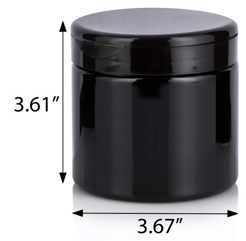 JUVITUS Black 16 oz PET Plastic (BPA Free) Refillable Jar with Black Flip Top Cap - (6 Pack) + Labels