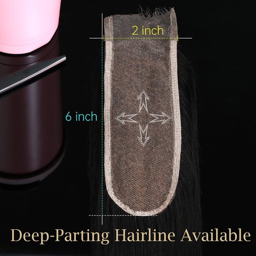 Knots Bleached CindiRiver 2x6 HD Lace Closure Body Wave Virgin Human Hair, Invisible Real HD Lace, Natural Hairline, Skinlike Lace Frontal Closure Only