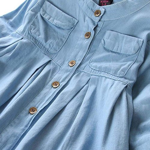 Baby Girls Kid Ruched Long Sleeve T-Shirt Tops Shirt Clothing Children Autumn Winter Fashion Blouse (Blue, 5T)