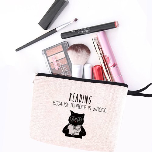 Reading Gifts, Gifts for Teacher Students Funny Gifts for Librarians, Book Lovers, Writers, Readers, Bookworm, Bookish, Women & Men Girls Teens Unique Humor Novelty Sarcasm Reading Makeup Bag