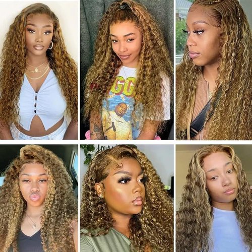 P427 Human Hair Bundles Ombre Highlight Bundle Deep Wave Human Hair Bundles 22 inch #27 and #4 Wet and Wavy Bundle