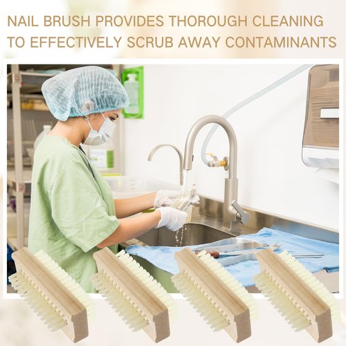 Patelai 24 Pack Wooden Nail Brush Two-sided Hand Fingernail Brush Non-slip Wood Heavy Duty Stiff Nail Scrubber for Nails and Toes Cleaning, Hand Scrub Brushes for Travel
